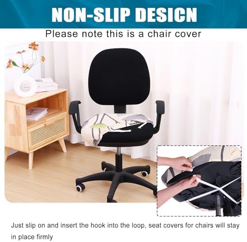 Smiry Stretch Printed Office Computer Desk Chair Seat Covers | Stretch Fit, Soft Fabric Universal Rotating Chair Cover, Washable Removable, Anti-Dust Seat Cushion Protector - Image 3