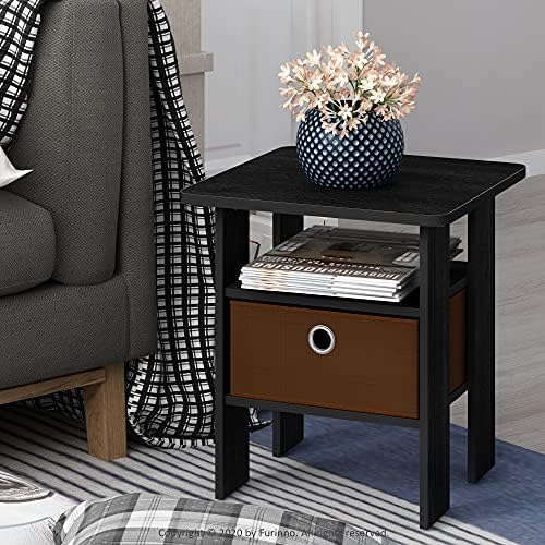 Furinno ANDREY Square Side Table, End Table, Night Stand, Americano - Image 2