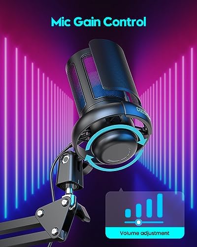 COCONISE Gaming Microphone, USB PC Mic for Podcasts Videos, Streaming, Condenser Mic with Quick Mute, Tripod Stand, Pop Filter, RGB Indicator, Shock Mount, Rotate gain button, Compatible with PS4/5/PC - Image 2
