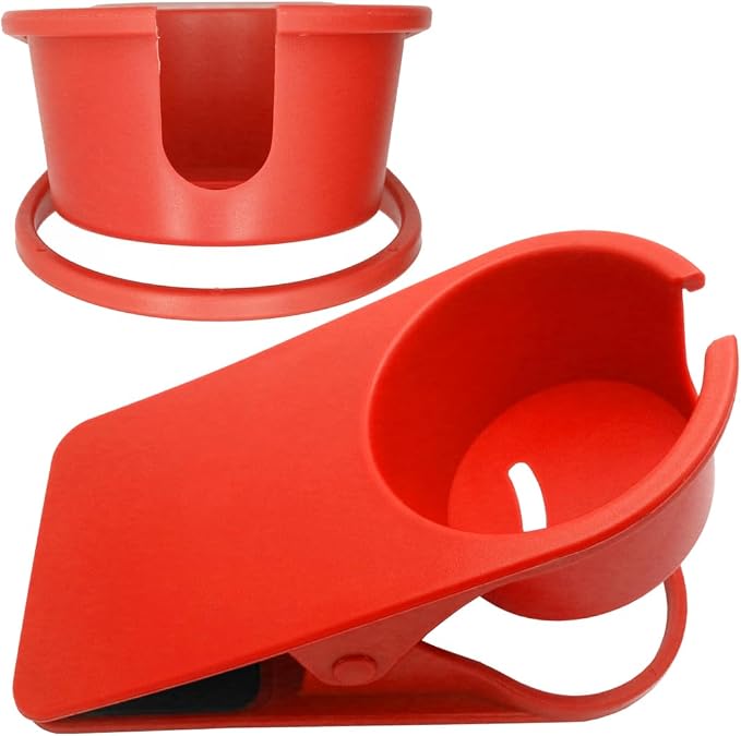 YOY Drink Cup Holder Clip - Table Desk Side Water Glass Beer Bottle Beverage Soda Coffee Mug Holder Cup Saucer Clip Design for Home Office, Red - Image 3