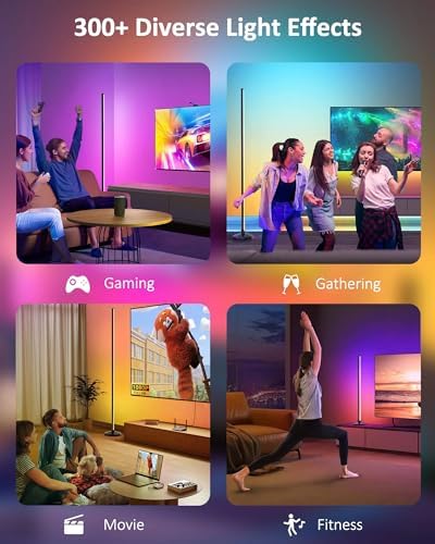 RGB Corner Floor Lamp：Uocub 16 Million DIY Colors & 68+ Scene LED Smart Modern Floor Lamp with Timing, Music Sync, App and Remote Control Standing Lamp for Living Room - Image 3