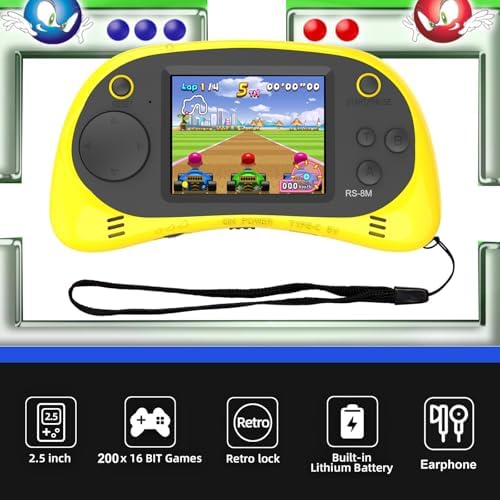 Kids Handheld Portable Video Game Player with 200 Games - 16 Bit 2.5 Inch Screen Mini Retro Electronic Machine for Boys Girls (Yellow) - Image 6