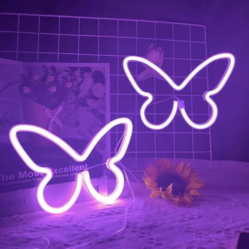 2 PCS Butterfly Neon Signs Purple Butterfly LED Neon Light for Bedroom - Image 4