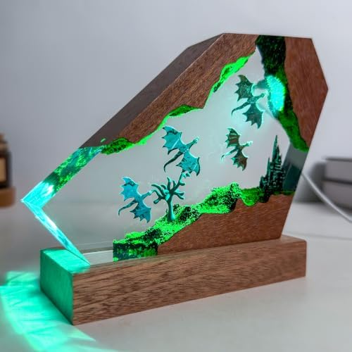 Epoxy Dragon Resin Lamp, Handmade Resin Night Light with USB Port - Image 4