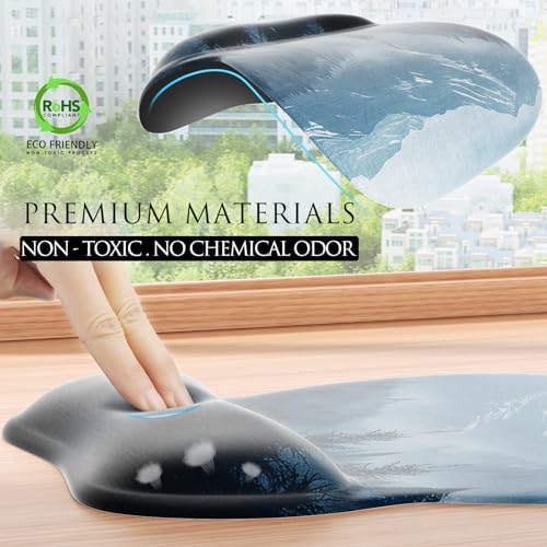 MROCO Ergonomic Mouse Pad with Gel Wrist Rest, 9.4 x 8.1 in, Cloud Forest - Image 5