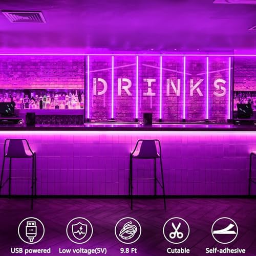 echosari Strip Lights USB 9.8Ft 180 LED Strip Lights Cuttable Each 2835 SMD - Image 7