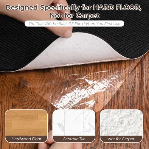 Office Chair Mat for Hardwood Floor 40x48 Inch, Non-Slip Rolling Chair Mat, Flat Lay Floor Protector for Wood Tile Laminate, Anti-Slip Sound Absorbing(Black) - Image 2