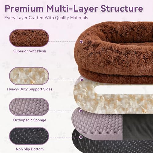 Human Dog Bed, Oversized Plush Lounger Bed with Plump Pillow and Blanket - Image 6