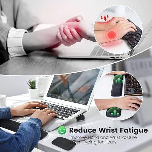 MEKASS Ergonomic Mouse Wrist Rest, Premium Memory Foam Mouse Wrist Pad Support Relieve Wrist Pain for Long Hours of Work, Gaming (Classic Black - Image 2