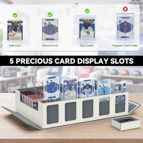 Kabinka Soccer Card Storage Box with Window Display, 5-Row Sport Card Storage Box, 3900+ Card Deck Box for Soccer Sports Card TCG, 5 Top Loaders, 5 Stoppers, 48 Dividers, 1 Dice Tray (Soccer 2) - Image 5
