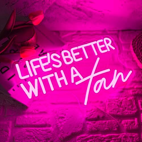 Allball Life’S Better With A Tan Neon Sign, USB Powered Dimmable LED Neon Light, for Summer Tanning Home Room Wall Decor Tropical Vacation Decor, Office Or Gift for Summer Lovers(14.1 * 7.8 In) - Image 2