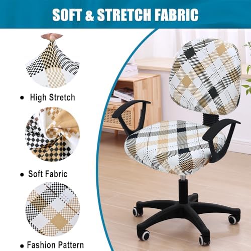 Smiry Stretch Printed Office Computer Desk Chair Covers for Seat & Backrest | Stretch Fit, Soft Fabric Universal Washable Removable, Anti-Dust Rotating Chair Slipcovers Protector - Image 6