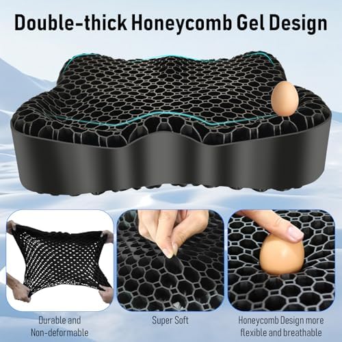 NEW-Vi Gel Seat Cushion, Thickened Big Breathable Honeycomb Design Absorbs Pressure Points Gel Cushion with Anti-Slip Cover Seat Cushion for Office Chair Home Car Seat Cushion for Wheelchair - Image 4