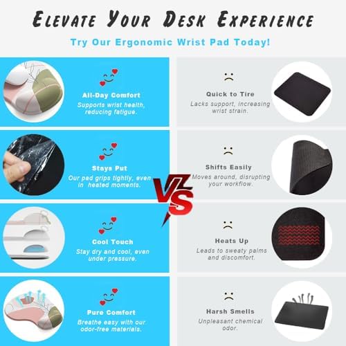 Office Mousepad with Gel Wrist Support - Ergonomic Gaming Desktop Mouse Pad Wrist Rest - Design Gamepad Mat Rubber Base for Laptop Computer -Silicone Non-Slip Special-Textured Surface (15PalmS) - Image 6