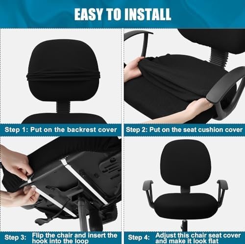 Smiry Office Computer Chair Covers for Desk Rotating Chair Protector | Stretch Jacquard Removable Washable Universal Slipcovers, Seat + Backrest Cover, Camel - Image 7