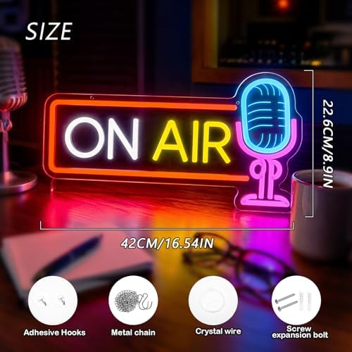 ON AIR Neon Sign with Microphone Neon Live On Air Sign for Recording Studio - Image 6