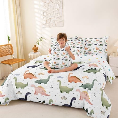 Feelyou Dinosaur Comforter Set Twin Size 7 Pieces 3D Digital Print Bedding - Image 4