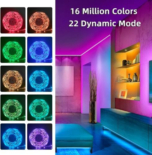 Lcutml 100FT Smart LED Strip Lights , RGB Strip Lights Sync to Music with 40 Key Remote Controller LED Lights for Bedroom, Christmas Lights decration (Multi-Colored, 100FT) - Image 3