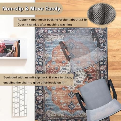 Office Chair Mat 36"x48", Hardwood Floor Protector Mats Under Computer Desk | Odorless, Easy Glide, Heavy Duty 1/5" Thick Computer Gaming Chair Mat, Anti-Slip, Non- Curve, Floor Rug for Home Office - Image 5