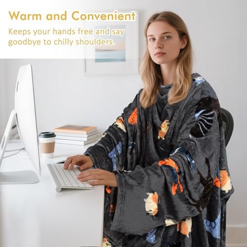 Catalonia Wearable Blanket with Sleeves for Women & Men, Fleece Wrap Throw - Image 3