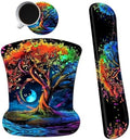 Ergonomic Mouse Pad with Wrist Support Gel Mouse Pads and Upgrade Keyboard Wrist Rest Pad Set, Coasters Non-Slip PU Base Mouse Mat for Office Gaming Computer Laptop Home, Colored Trees by Dikoer