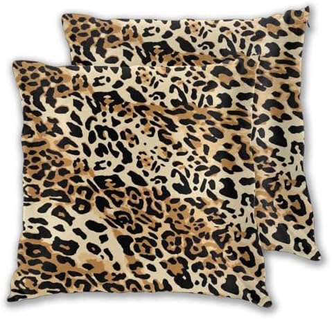 Pillowcase Set of 2 Leopard Animal Cheetah Print Throw Pillow Covers Shells for Couch Office Bedroom Home Decoration, 18"X18" by Abucaky