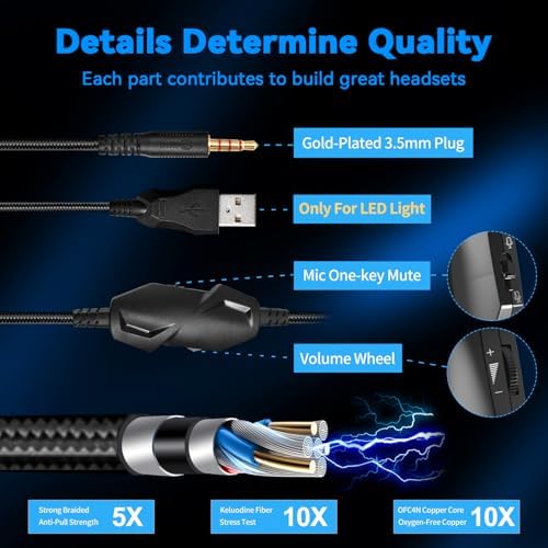 Jimonyer Gaming Headset for PS5 PS4 Xbox Series X|S PC Switch (Blue) - Image 3