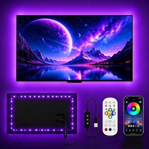 MORIACC LED Lights for TV, 13.1ft Behind TV Backlight for 32-65 Inch TV, Music Sync Strip Lights with APP and Remote Control, USB Powered for Gaming Bedroom Home Decor by MORIACC