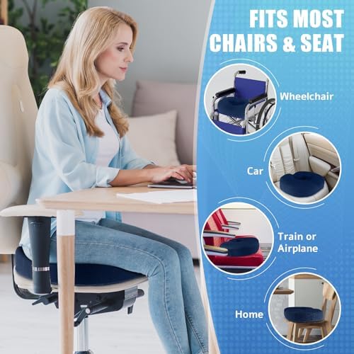 BlissTrends Donut Pillow Seat Cushion, Memory Foam Lifting Cushions | Donut Chair Cushions for Postpartum Pregnancy&Hemorrhoids,Tailbone Pain Relief Cushion for Office&Home Chairs(XX-Large, Blue) - Image 6