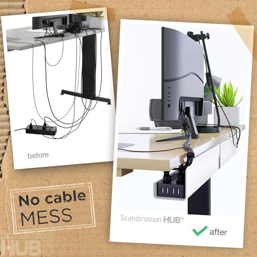 Scanfield Under Desk Cable Management Tray, No-Screw, 17-Inch, 2-Pack White - Image 2