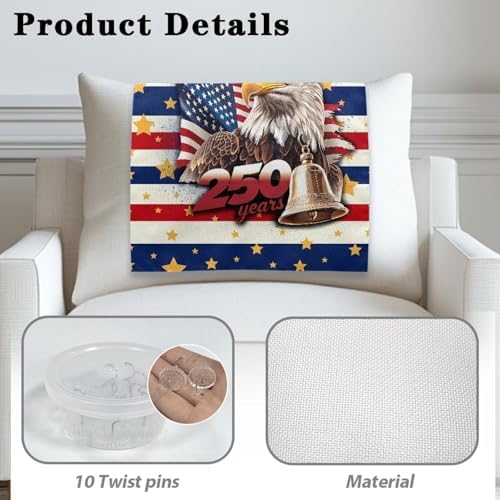 US 250th Anniversary Eagle 2 Pcs Recliner Headrest Protector 26x16 Inch - Polyester Fabric, Decoration & Breathable Chair Cover with Anti-Slip Base, Easy to Install for Home/Office - Image 4