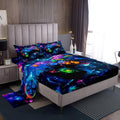 Feelyou Kids Gamer Bed Sheets Set Full Size, Galaxy Gaming Sheet Set Glitter Game Comforter Cover Boys Girls Gamepad Teens Bedspread Cover Bedroom Decor with 2 Pillow Case by Feelyou