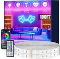 roperry 100FT Outdoor LED Strip Lights, IP68 RGB LED Lights with Remote and APP Control, Outdoor Strip Lights for Pool, Balcony, Roof, Garden, Stairs (1 Roll) by roperry