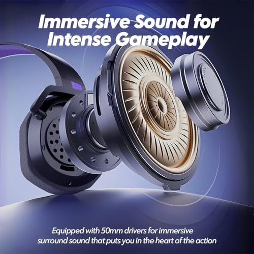 NUBWO Wireless Gaming Headset with Mic for Ps5 Ps4 PC, Zero Interference, 100-Hour Battery All-Day Play, 23ms Sync​ for Fortnite & Call of Duty/FPS Gamers, Triple Mode All Devices Compatible - Purple - Image 5