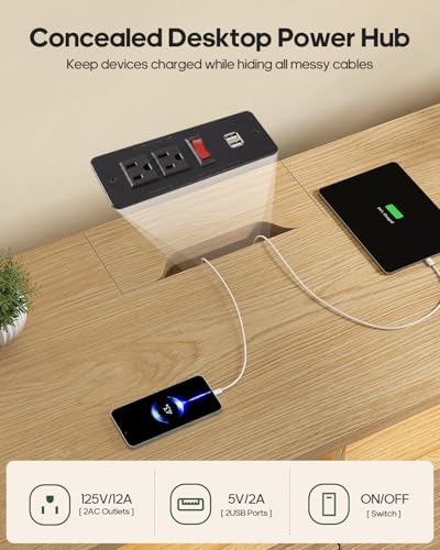 HAUOMS TV Stand for Living Room with Cable Management, Hidden Power Station - Image 4