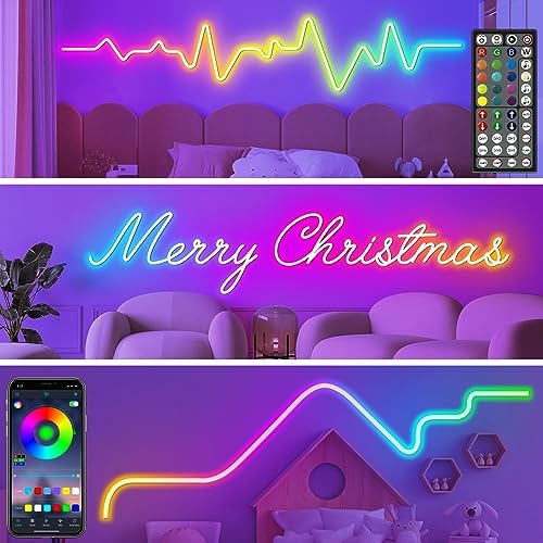 AILBTON 20Ft LED neon Lights with Remote APP Control IP65 Waterproof Flexible Neon Strip Lights 24V RGB Rope Lights for Bedroom Room Outdoors Décor - Image 4