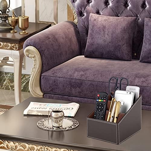 TV Remote Control Holder with 3 Compartments, Storage Rack, Storage Box, Media Accessory Storage, Desk Organizers (Brown(2 pieces)) - Image 5