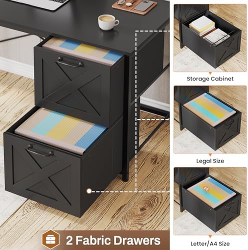 SEDETA Reversible L Shaped Corner Gaming Desk with Drawers, Led Lights - Image 6