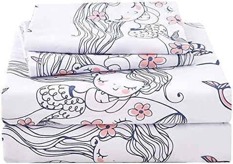 JSD Mermaid Ocean Theme Kids Full Sheet Set for Girls 4 Piece by JSD