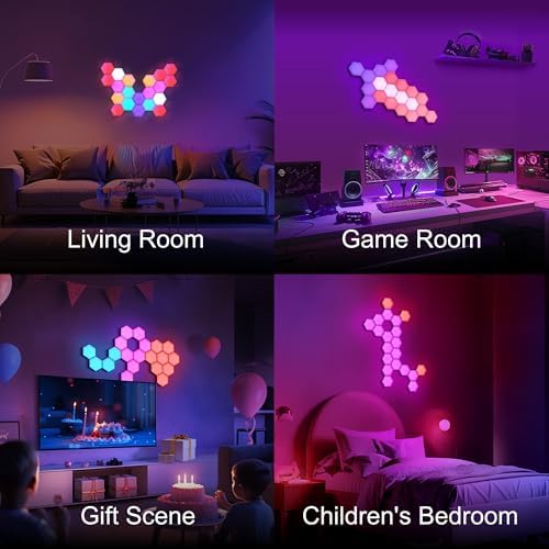 Kangtaixin Hexagon LED Lights 12 Pack - RGB Wall Panels with Music Sync, Smart App & Remote Control, DIY Modular Hex Light for Gaming Room, Bedroom, Living Room, Wall Decor - Image 5