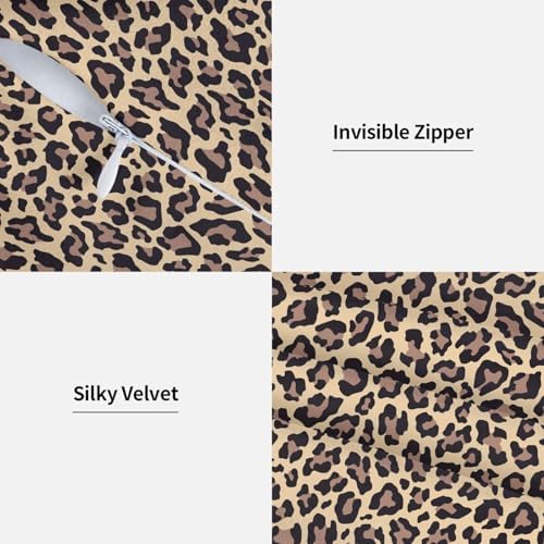 Cute Cheetah Print Pillowcase Set of 2 Brown Leopard Throw Pillow Covers Shells for Couch Office Bedroom Home Decoration, 16"X16" - Image 3