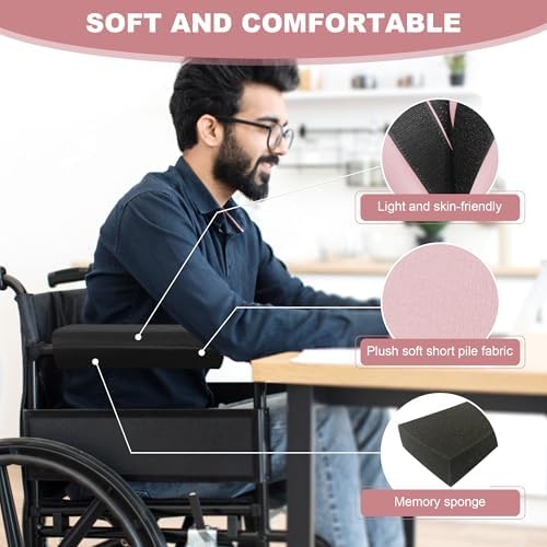 SPRING SEAON Wheelchair Accessories Armrest Covers, Memory Foam Pads, Pair | Short Plush Surface, Non-slip Bottom, Washable Covers, Wide Hook-and-loop Straps, For Transport, Office, And Gaming Chairs - Image 2