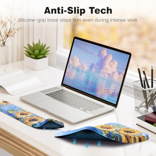 Ospelelf 3 in1 Ergonomic Wrist Rest Pad for Computer Keyboard and Mouse, Large Mouse Pad Set with Support for Office, Sunflower - Image 4