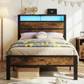 Twin Bed Frame with LED Lights & USB Charging Station by Unknown