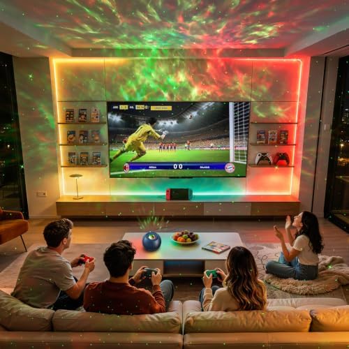 One Fire 360 Game Lights Galaxy Projector Gaming Accessories Gaming Room Decor Green Star Bluetooth Speaker+15 White Noise Man Cave Accessories Cool Gifts for Men Birthday Gift Cool Stuff for Teen Boy - Image 5