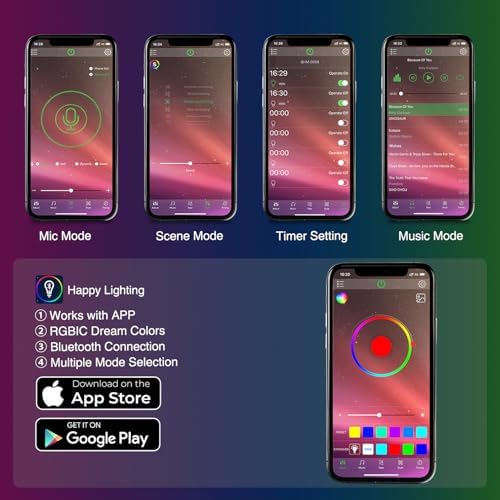 Nilight 4PCS Interior Car Strip Lights Cigarette Lighter Dream Color RGB-IC 12V DC with App Remote Control Multicolor Under Car Dash Lighting 2 Lines Design Music Sync Mode for Cars Truck ATV UTV - Image 2