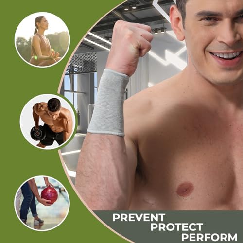 NeoTech Care Wrist Band Support Sleeve - Elastic & Breathable Knitted Fabric Compression Brace - for Tennis, Gym, Sport, Tendonitis (Gray Color, Size XXL, 1 Unit) - Image 7