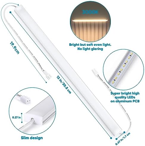 Litever Under Cabinet Lighting Kit. 6 Lights with Power Plug Dimmer. 3000K - Image 6