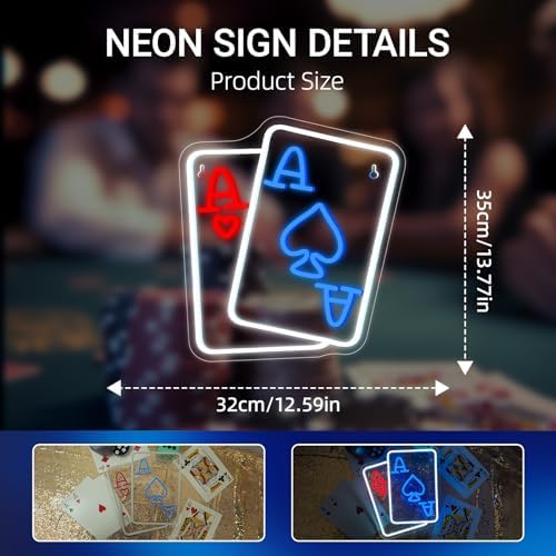 Playing Cards Neon Sign Blue Red Poker Neon Signs for Wall Decor - Image 5