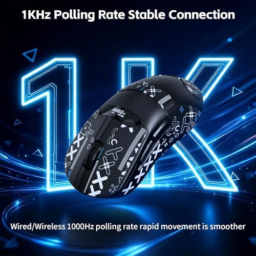 MAGIC-REFINER R1 Wireless Gaming Mouse with RGB Charging Dock,65g Ultra Lightweight,PixArt PAW 3311 Optical Sensor DPI 24K,LCD Display & Smart Sleep,Tape,Programmable Mice for Mac PC Gamer (Black) - Image 4